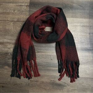Steve Madden Red and Black Plaid Scarf